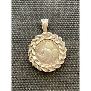 .999 Fine Silver Disney Mickey Mouse Coin Pendant Rope Bezel Vintage